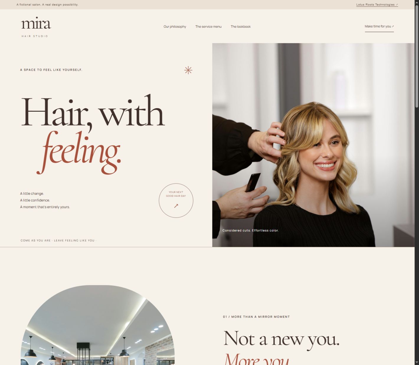 Preview of Mira’s editorial salon website